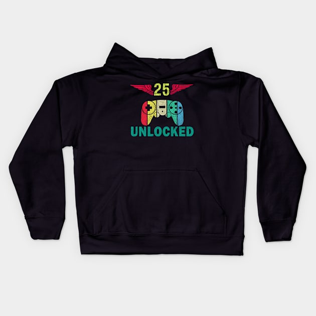 Level 25 Unlocked Awesome Since 1995 - Gamers lovers Kids Hoodie by ht4everr